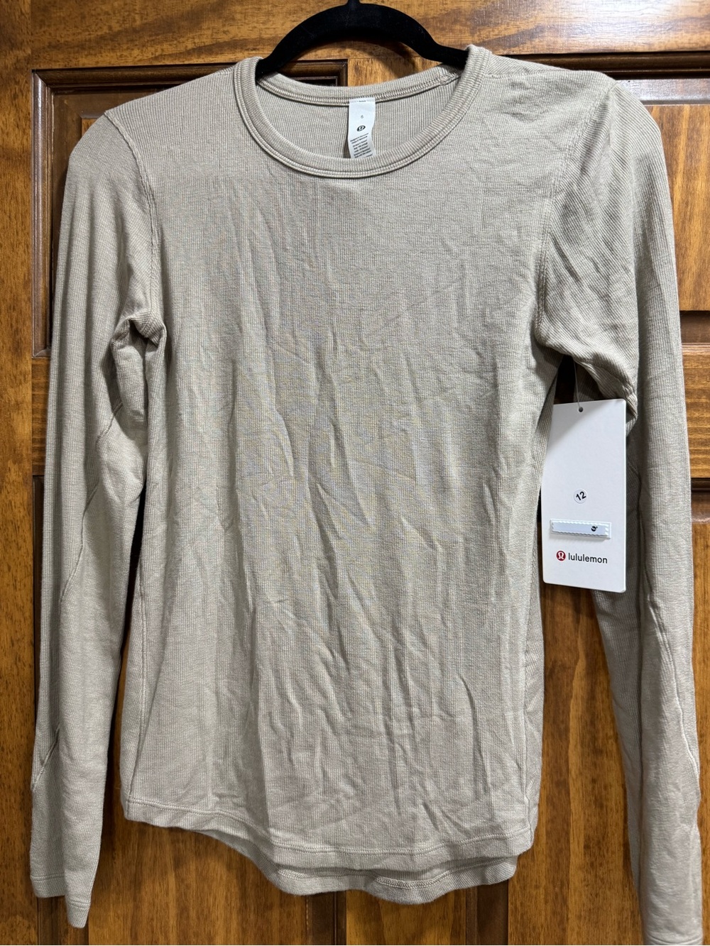 lululemon athletica Long Sleeve Tee in Light Tan